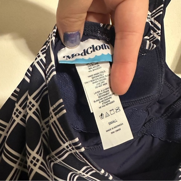 ModCloth Vintage Plaid Button Print Swimsuit Size Small - Picture 6 of 7